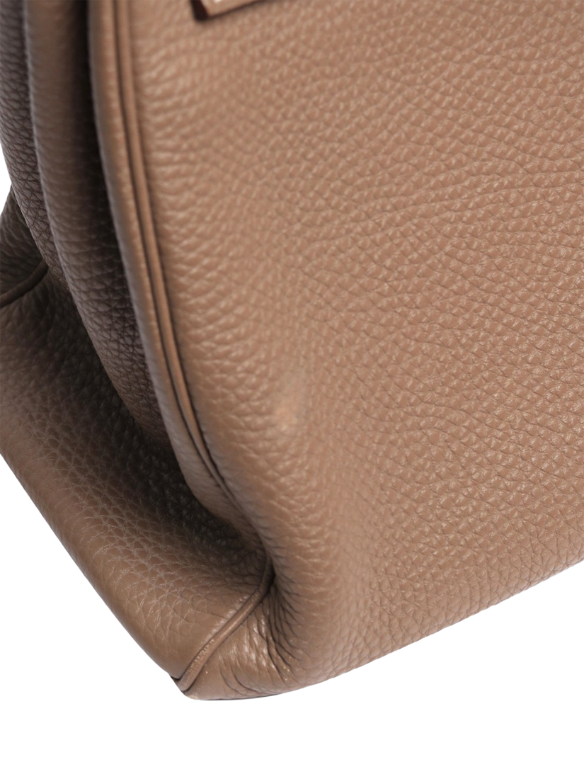 Product image 8 of 10, which shows Pre-loved Hermès 2012 Kelly 35 Clemence Leather Top Handle Grab Bag, Taupe