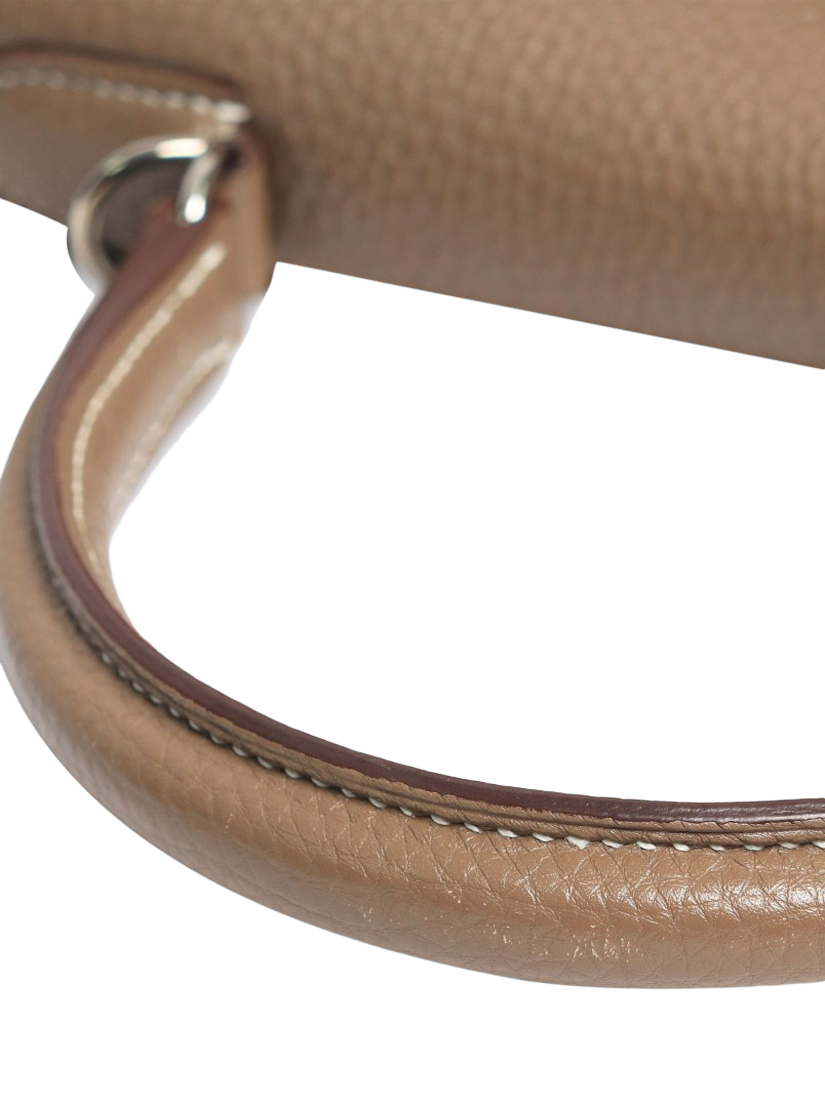 Product image 10 of 10, which shows Pre-loved Hermès 2012 Kelly 35 Clemence Leather Top Handle Grab Bag, Taupe