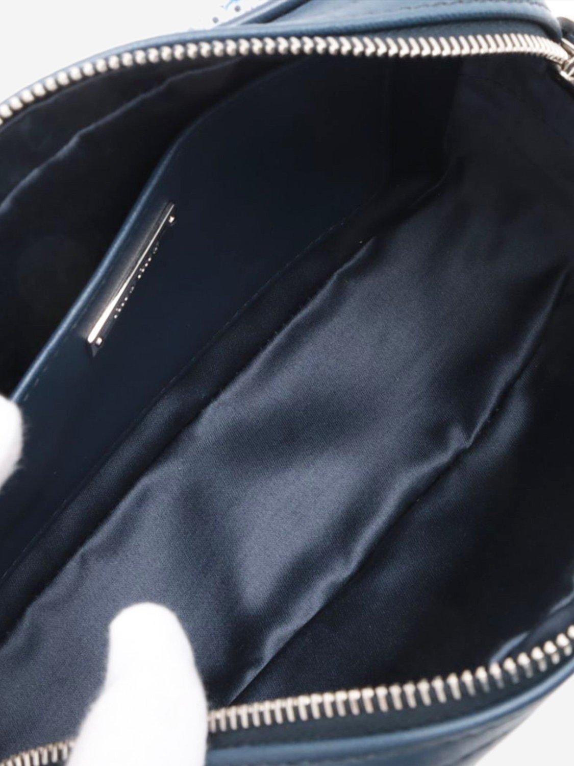 Product image 6 of 8, which shows Pre-loved Miu Miu Sequin Logo Pouch Bag, Dark Blue