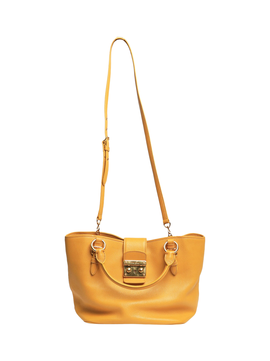 Product image 2 of 10, which shows Pre-loved Miu Miu 2-Way Leather Bag, Mustard