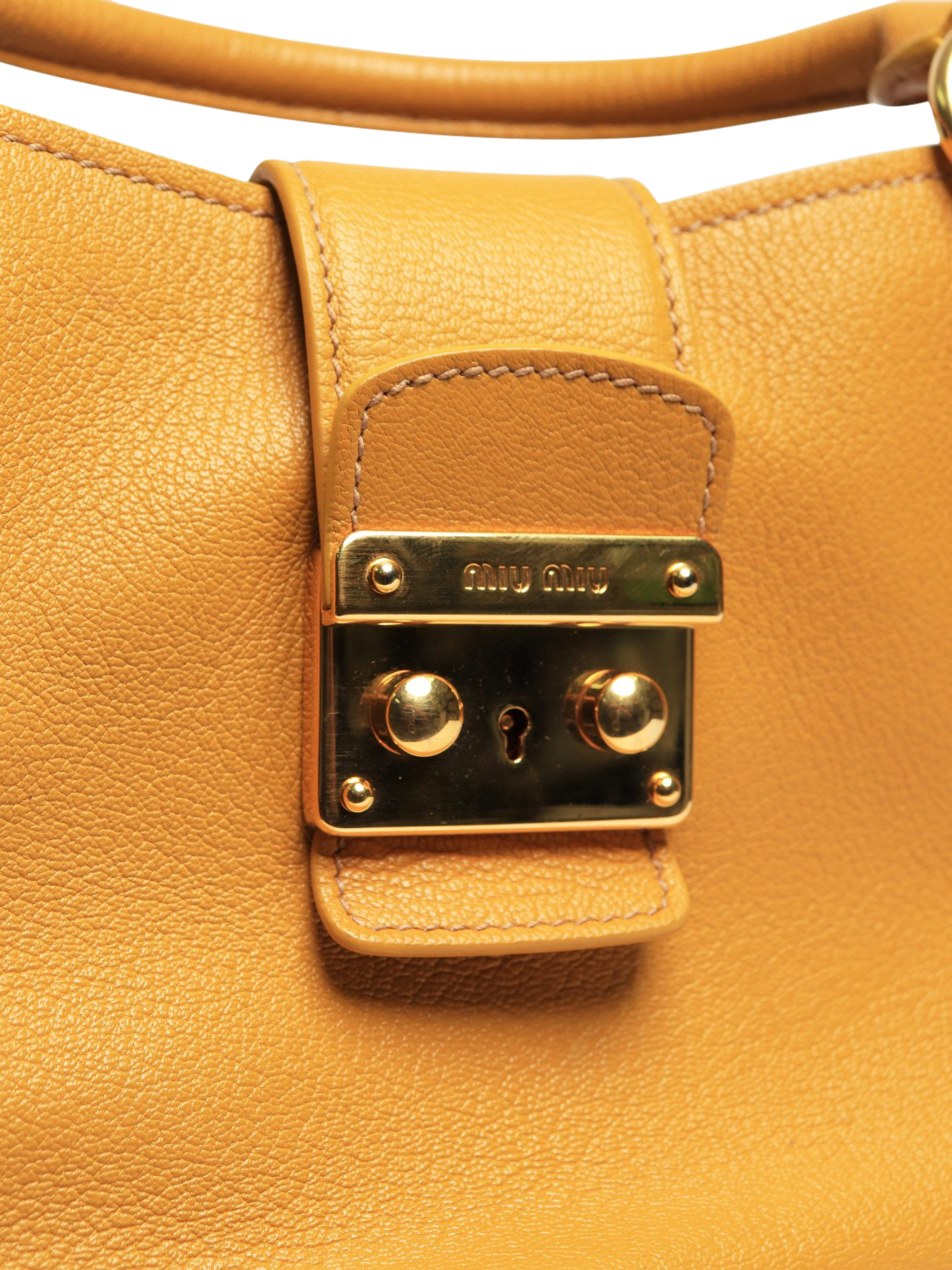 Product image 4 of 10, which shows Pre-loved Miu Miu 2-Way Leather Bag, Mustard