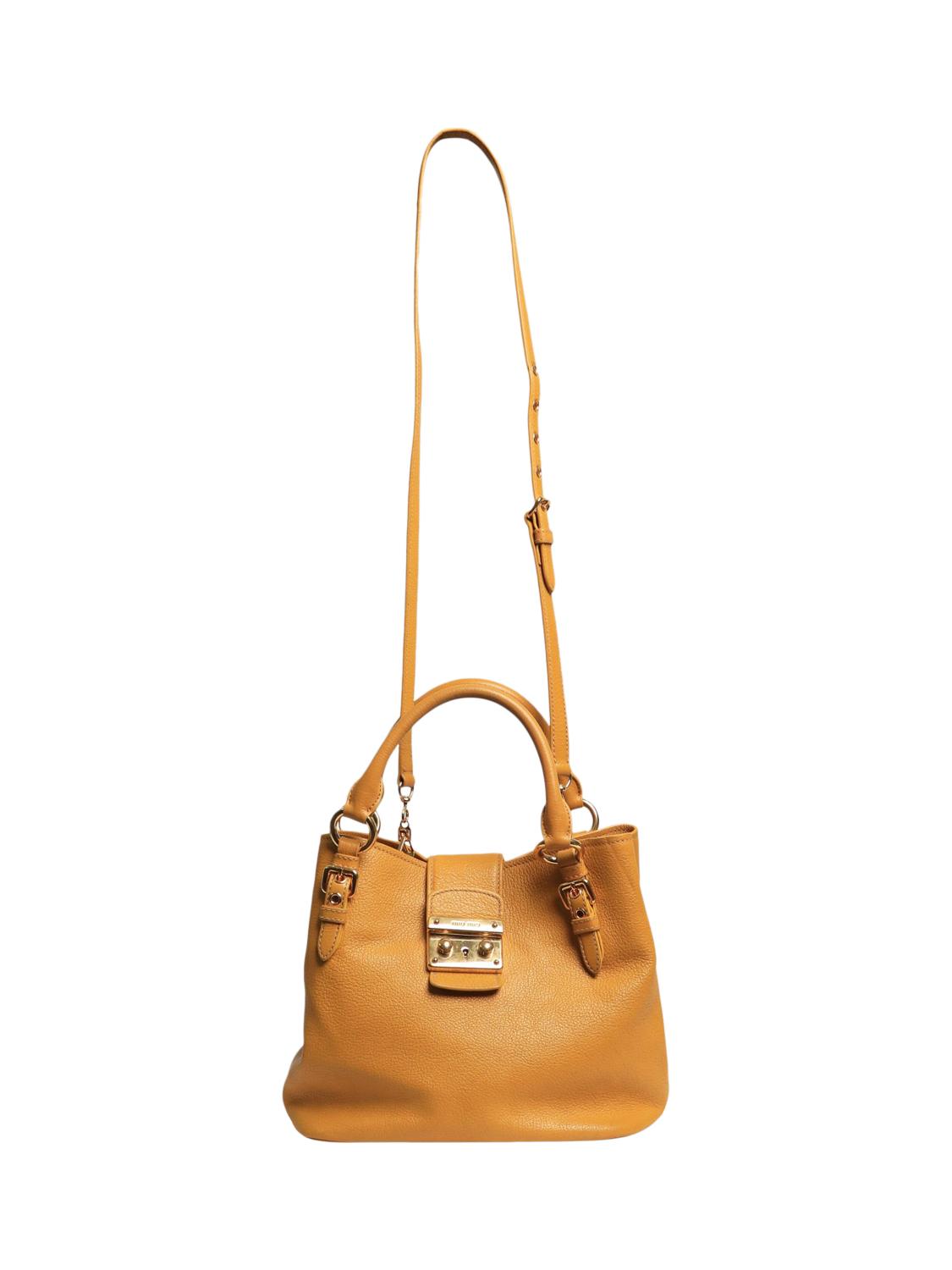 Product image 2 of 9, which shows Pre-loved Miu Miu 2-Way Leather Bag, Mustard