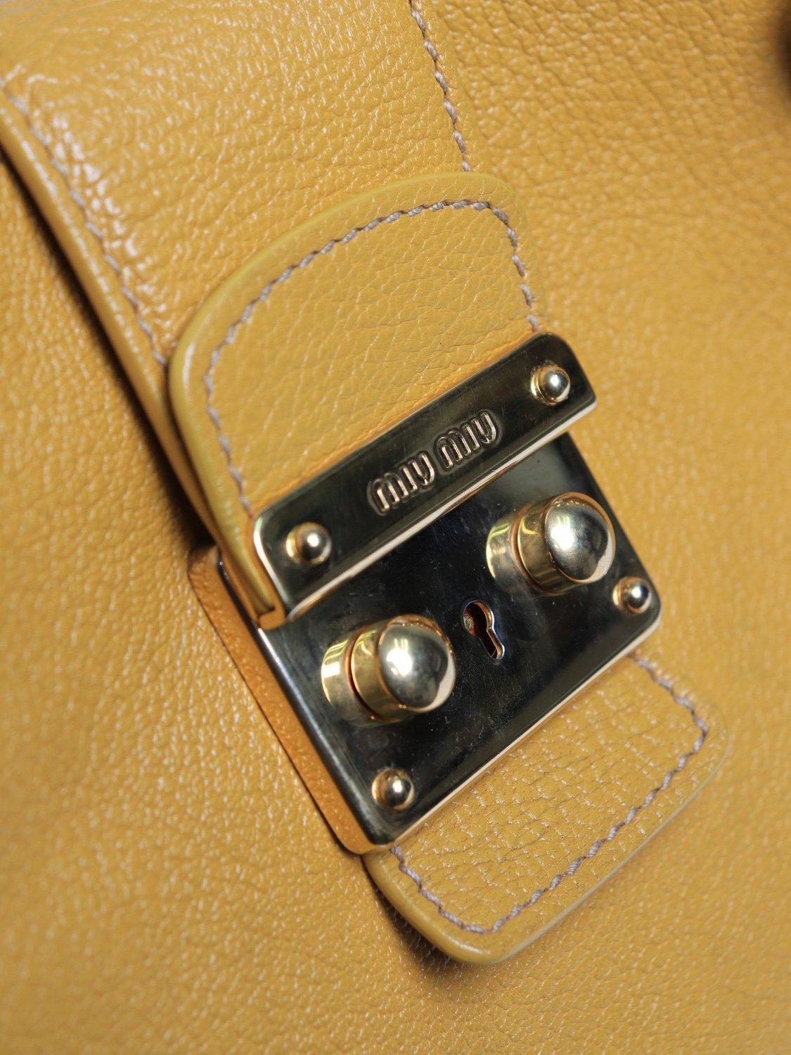 Product image 6 of 9, which shows Pre-loved Miu Miu 2-Way Leather Bag, Mustard