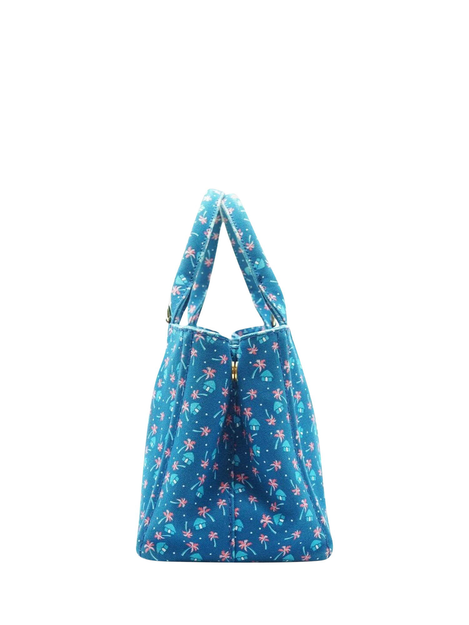 Product image 4 of 10, which shows Pre-loved Prada Palm Trees Canapa 2-Way Tote Bag, Blue