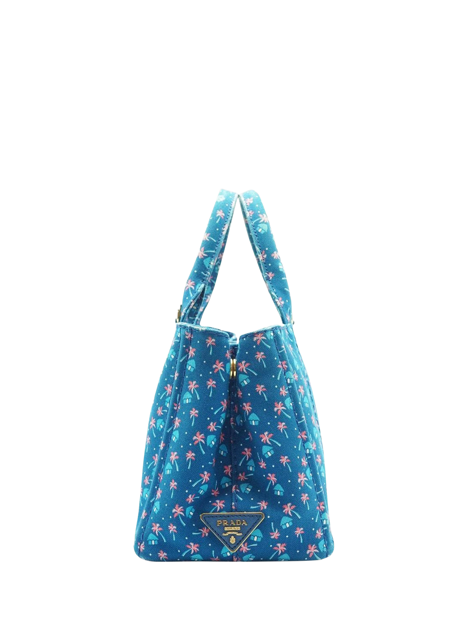 Product image 5 of 10, which shows Pre-loved Prada Palm Trees Canapa 2-Way Tote Bag, Blue