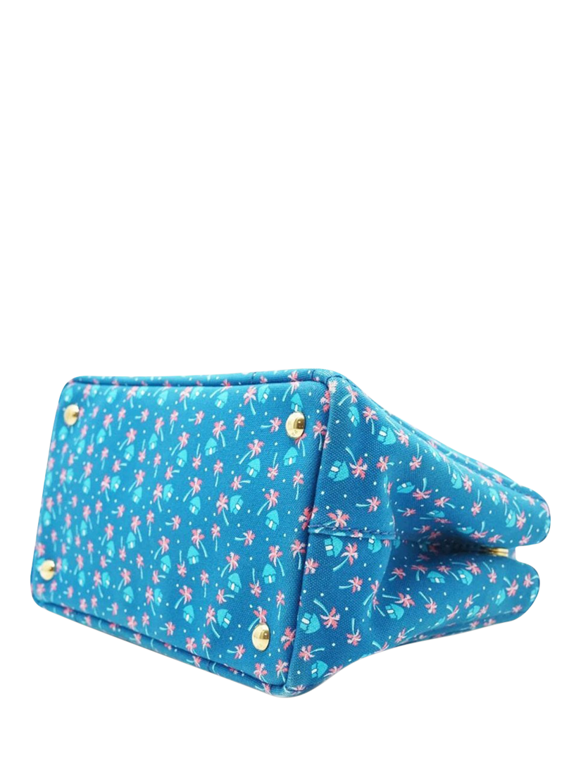 Product image 8 of 10, which shows Pre-loved Prada Palm Trees Canapa 2-Way Tote Bag, Blue
