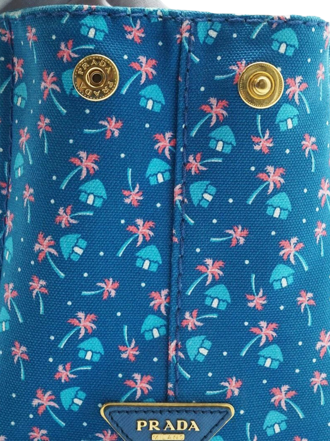 Product image 9 of 10, which shows Pre-loved Prada Palm Trees Canapa 2-Way Tote Bag, Blue