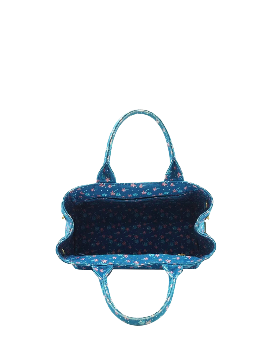 Product image 10 of 10, which shows Pre-loved Prada Palm Trees Canapa 2-Way Tote Bag, Blue