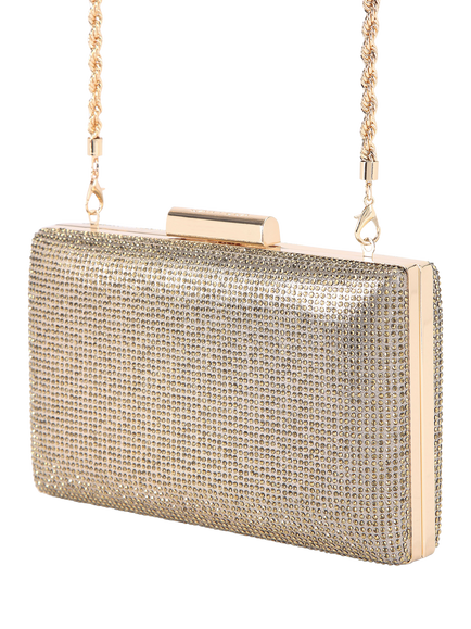 Carvela Aintree Embellished Clutch Bag, Gold - view 2, Gold