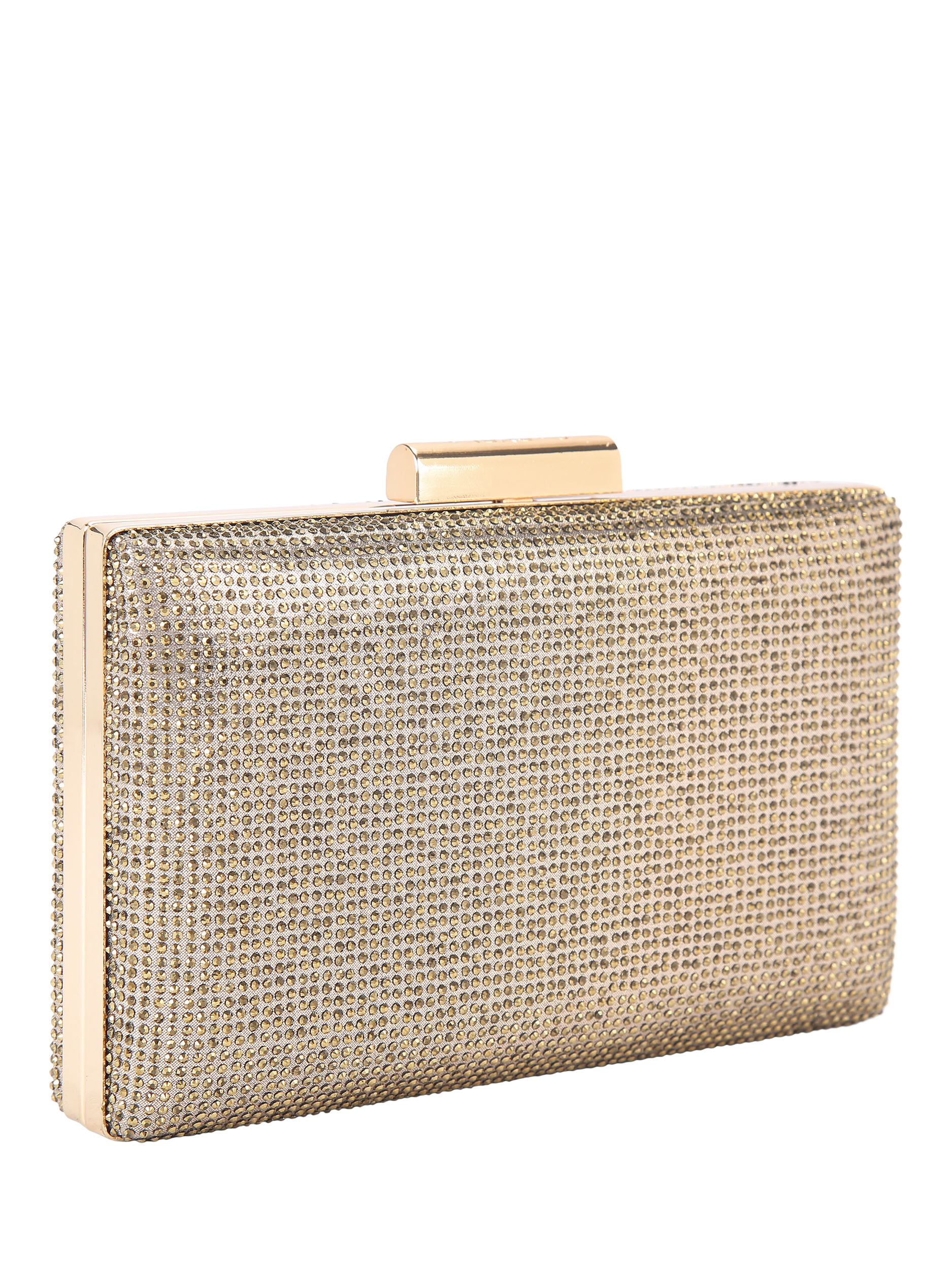 Product image 3 of 4, which shows Carvela Aintree Embellished Clutch Bag, Gold