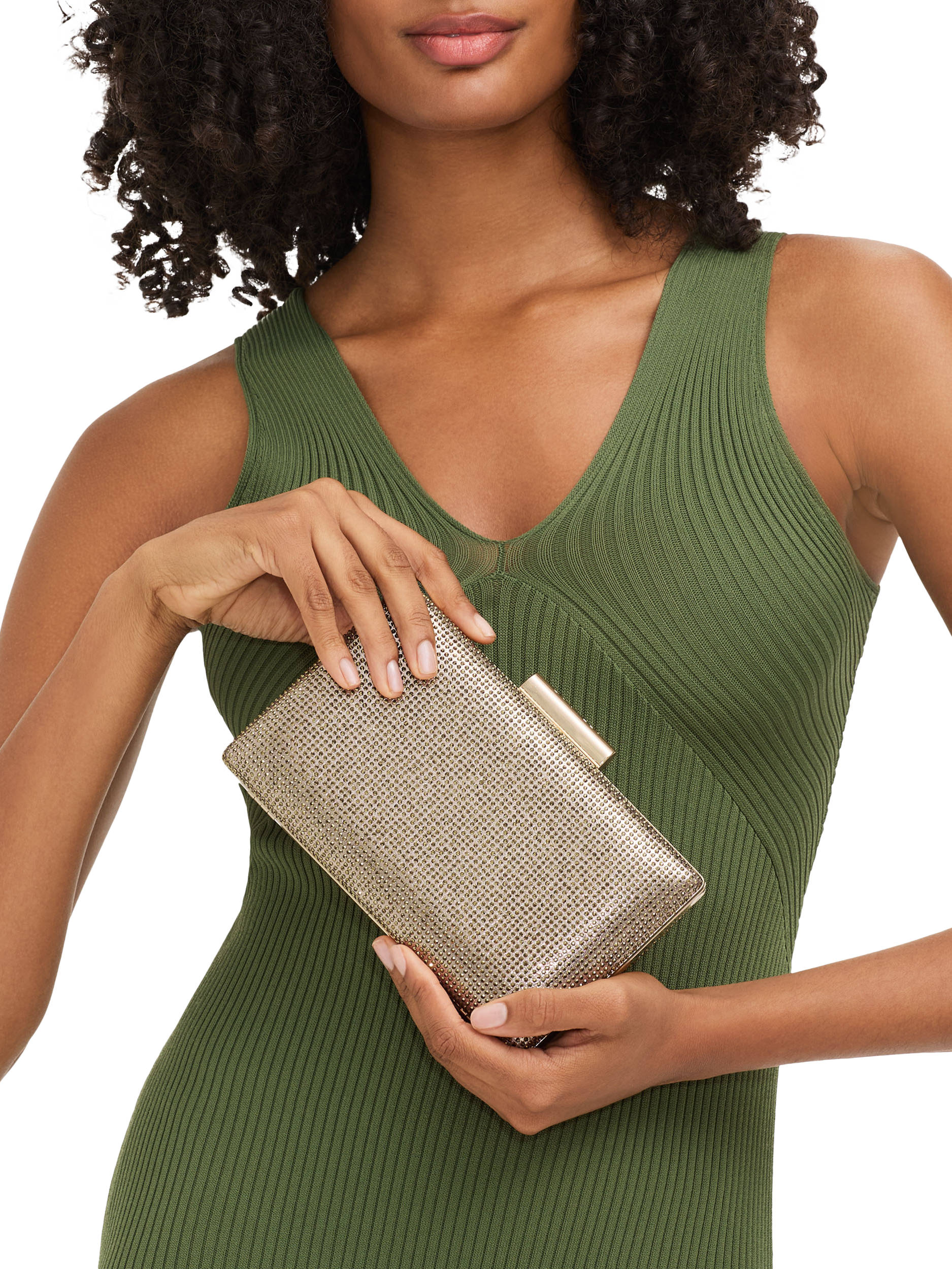 Product image 4 of 4, which shows Carvela Aintree Embellished Clutch Bag, Gold