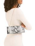 Carvela Alto Snake Print Clutch Bag, Bone/Comb