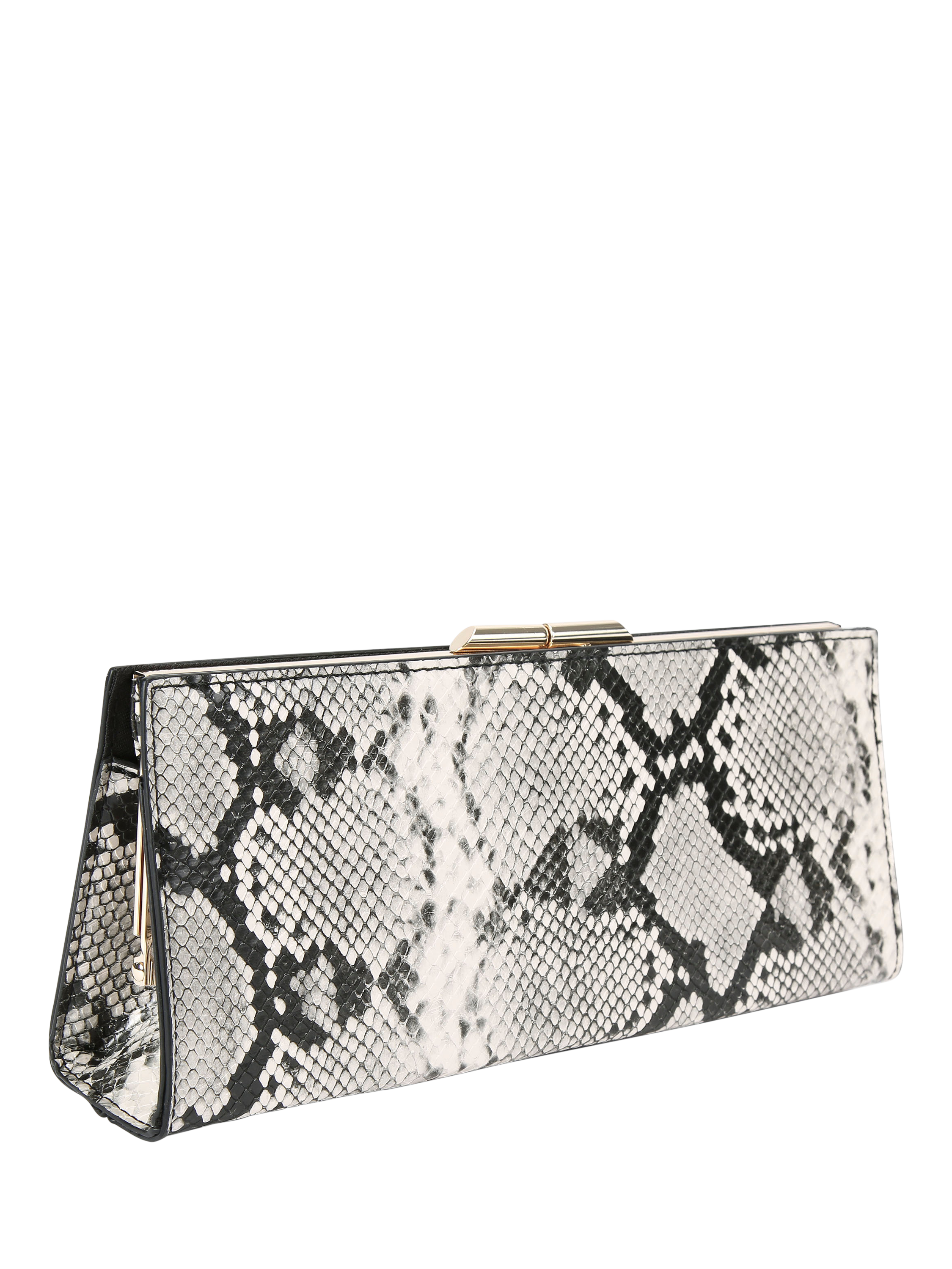 Product image 4 of 5, which shows Carvela Alto Snake Print Clutch Bag, Bone/Comb