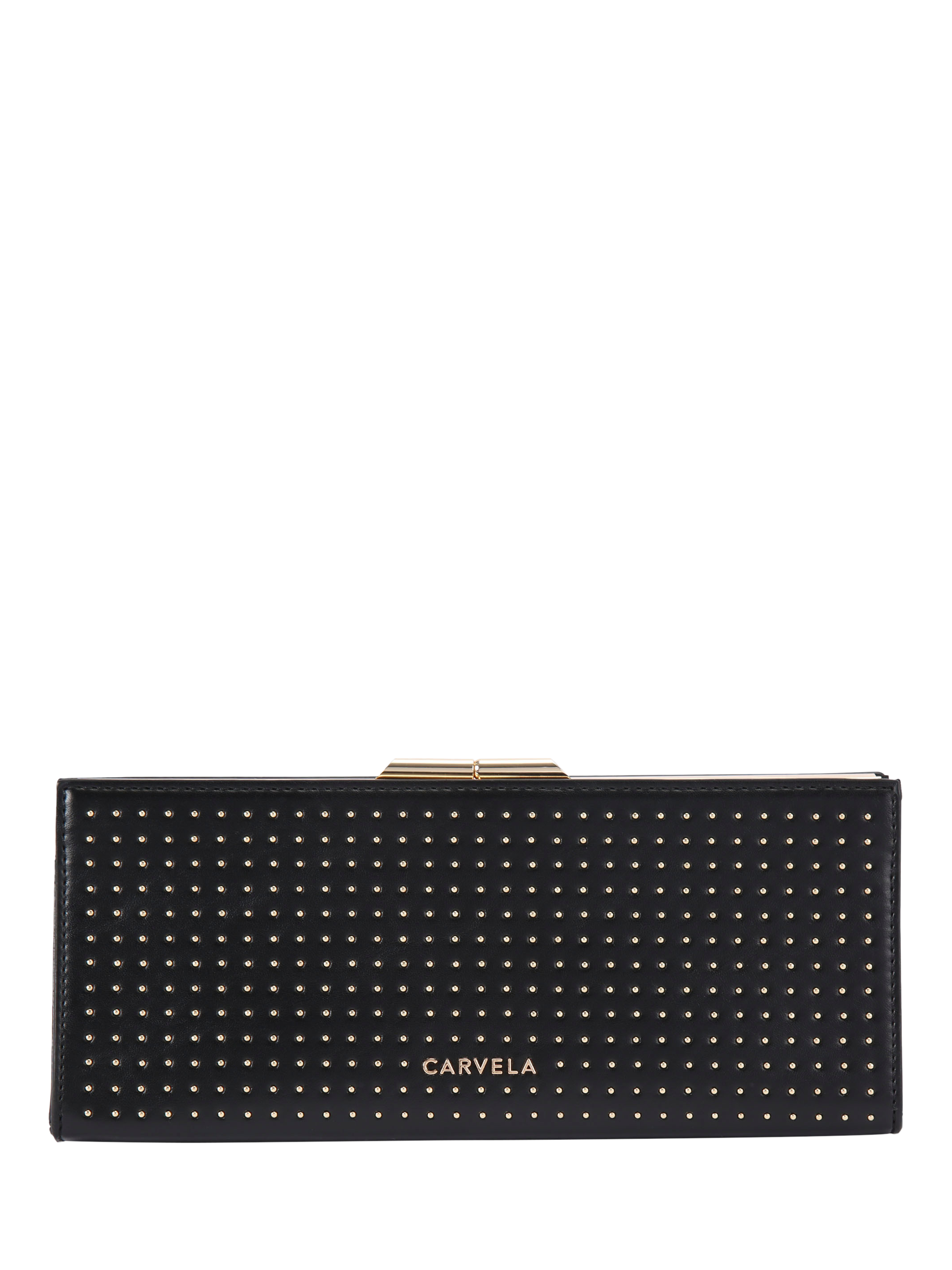 Product image 1 of 5, which shows Carvela Alto Crystal Stud Clutch Bag, Black/Comb