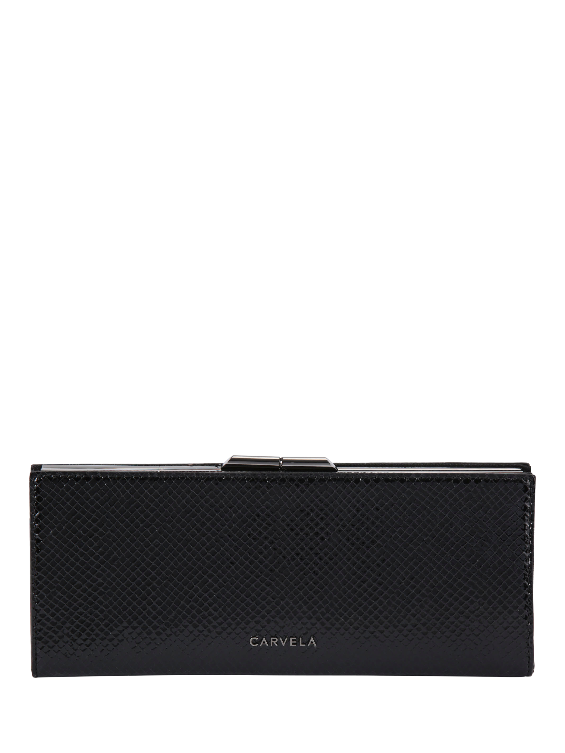 Product image 1 of 6, which shows Carvela Alto Lizard Embossed Clutch Bag, Black/Comb