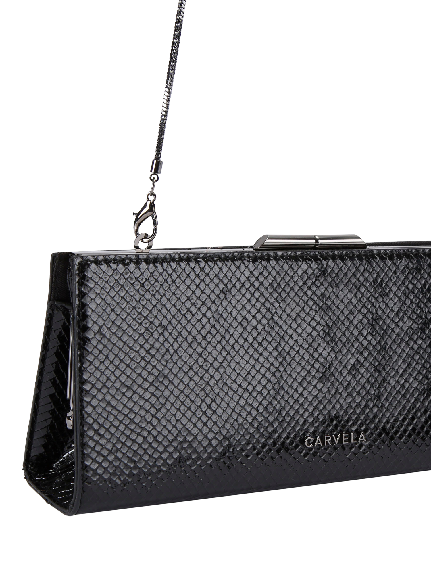 Product image 4 of 6, which shows Carvela Alto Lizard Embossed Clutch Bag, Black/Comb