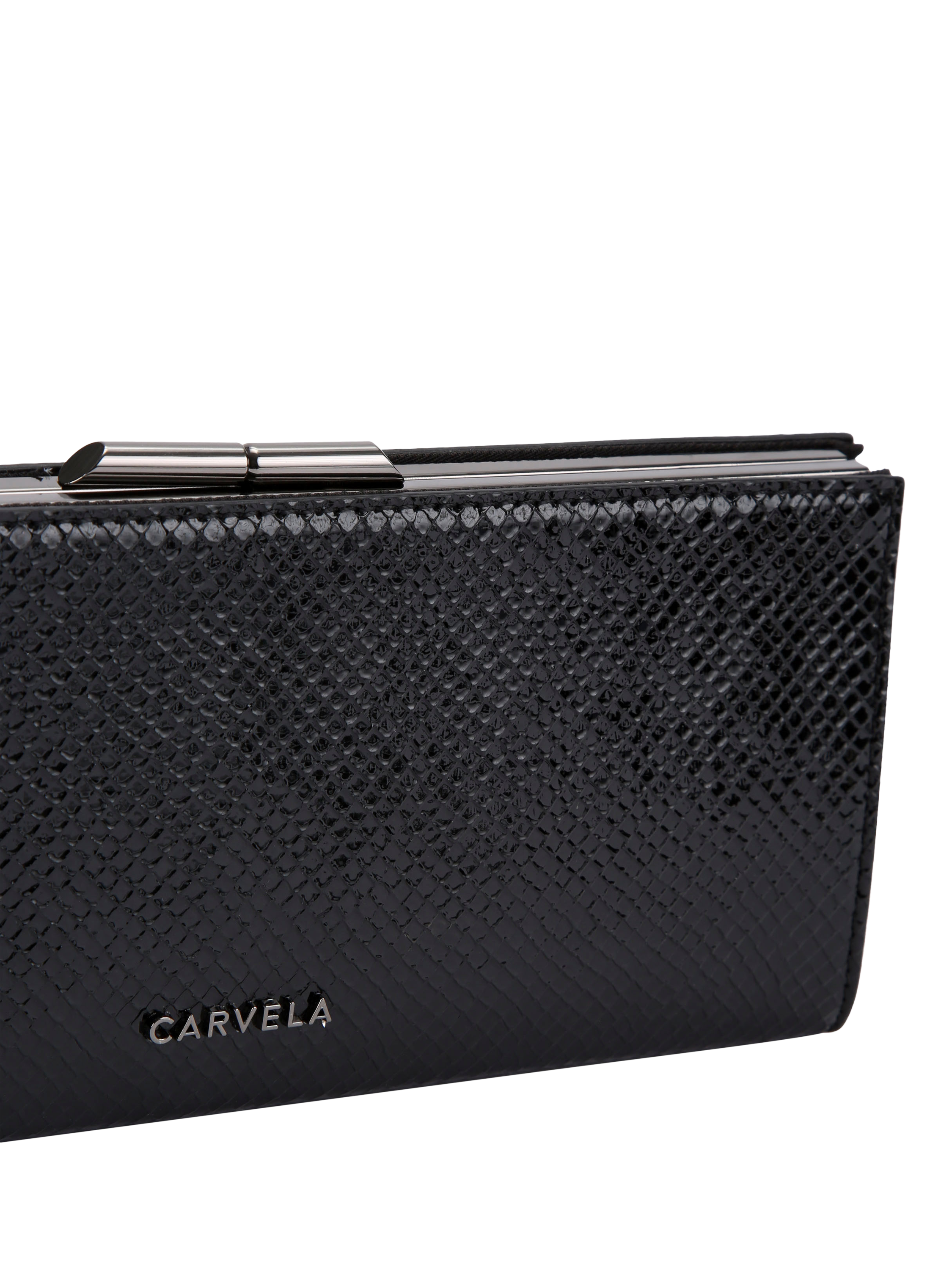 Product image 6 of 6, which shows Carvela Alto Lizard Embossed Clutch Bag, Black/Comb