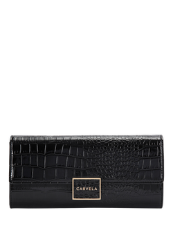 Carvela Jessica Croc Embossed Clutch Bag, Black, Black