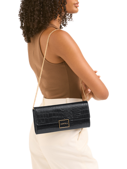Carvela Jessica Croc Embossed Clutch Bag, Black - view 2, Black
