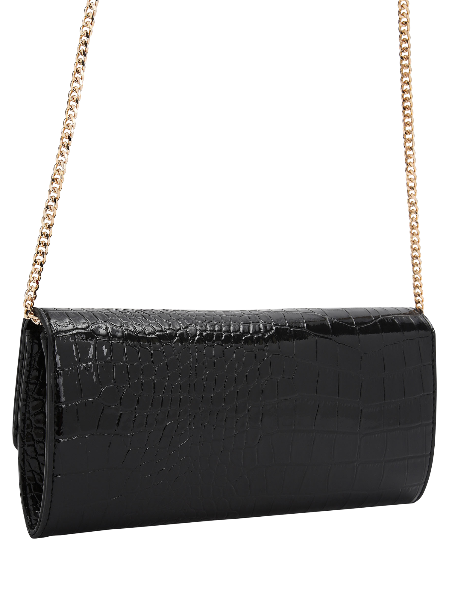 Product image 4 of 4, which shows Carvela Jessica Croc Embossed Clutch Bag, Black