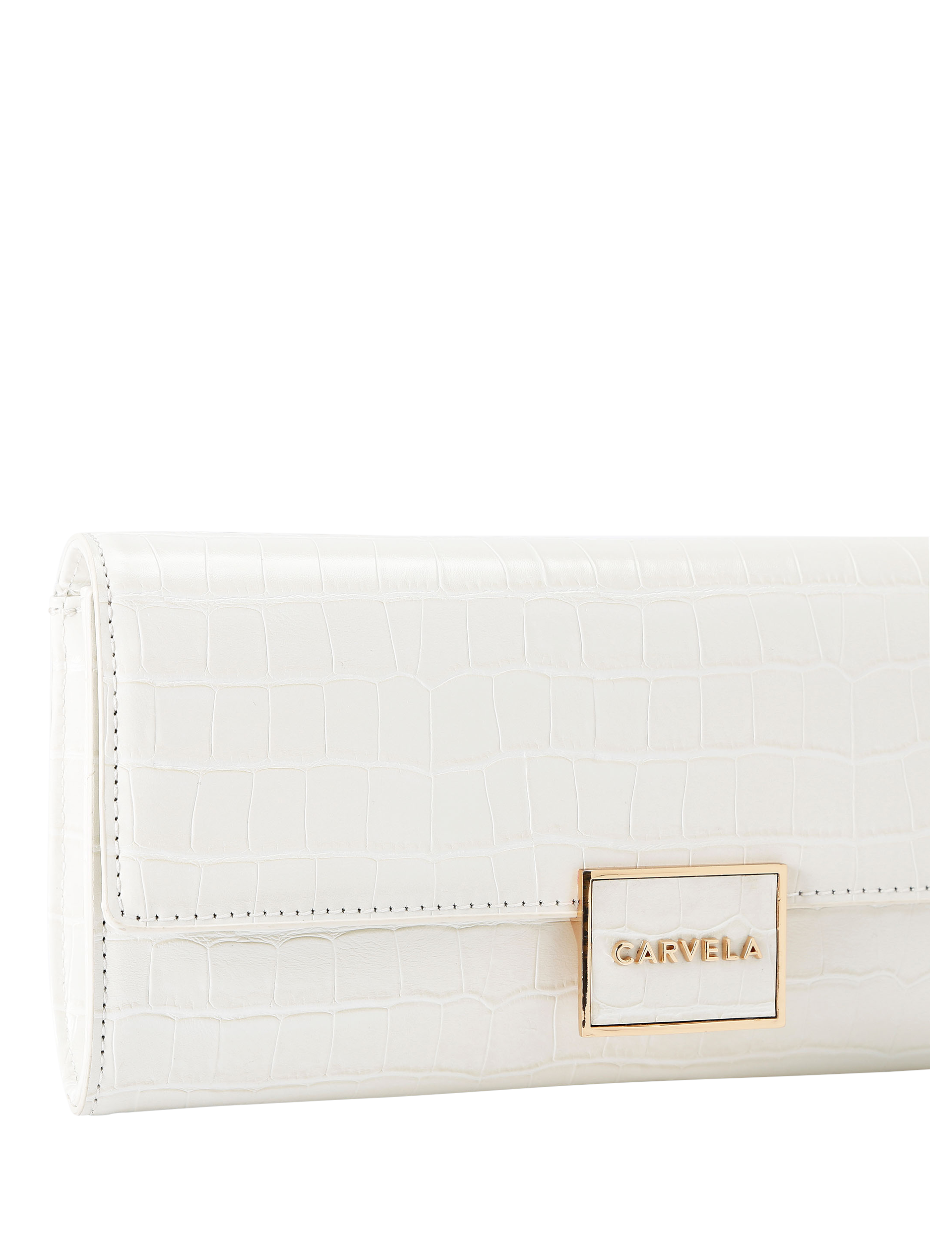 Product image 4 of 4, which shows Carvela Jessica Croc Embossed Clutch Bag, Bone