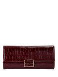 Carvela Jessica Croc Embossed Clutch Bag, Black, Dark Red