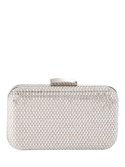 Miss KG Fleur Embellished Box Clutch Bag, Silver, Silver