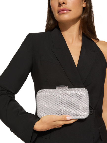 Miss KG Fleur Embellished Box Clutch Bag, Silver - view 2, Silver
