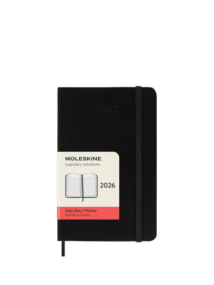 Moleskine Pocket Day Per Page 2026 Diary, Black, Black