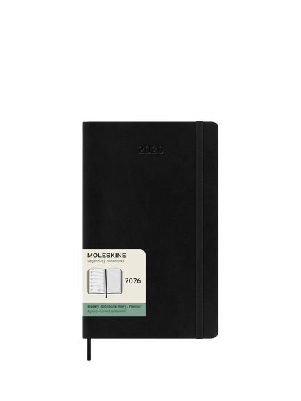 Moleskine Large Weekly 2026 Diary, Black, Black