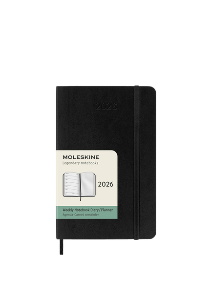 Moleskine Pocket Weekly 2026 Diary, Black, Black