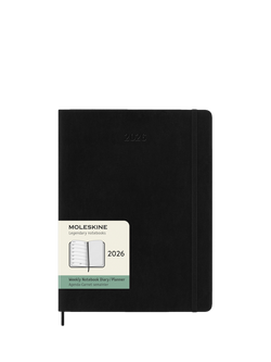 Moleskine XL Weekly 2026 Diary, Black, Black
