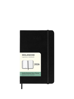 Moleskine Pocket Weekly 2026 Diary, Black, Black