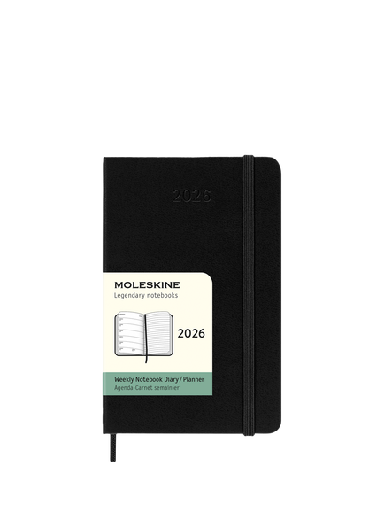 Moleskine Pocket Weekly 2026 Diary, Black, Black