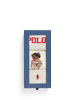Ralph Lauren Polo Bear Crew Socks Gift Set, Pack of 3, Oat/Ivory/Red - view 2, Oat/Ivory/Red
