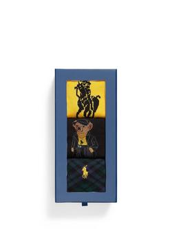 Ralph Lauren Polo Bear Crew Socks Gift Set, Pack of 3, Yellow/Black/Navy - view 2, Yellow/Black/Navy