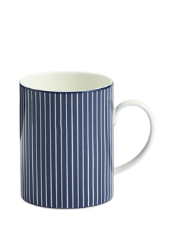 Wedgwood Gio Pinstripe Bone China Mug, 380ml, Blue/White, White Multi White