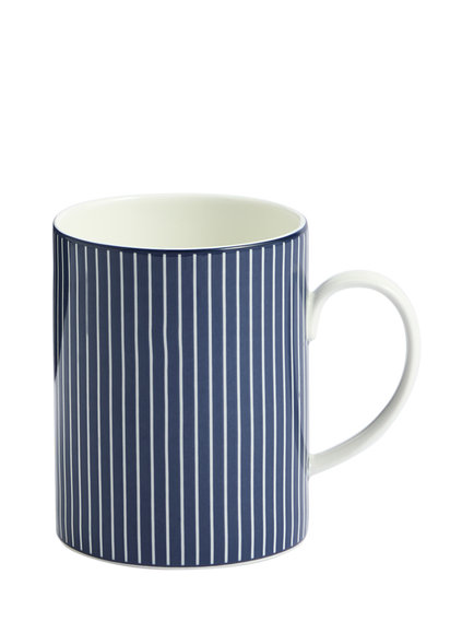 Wedgwood Gio Pinstripe Bone China Mug, 380ml, Blue/White, White Multi White