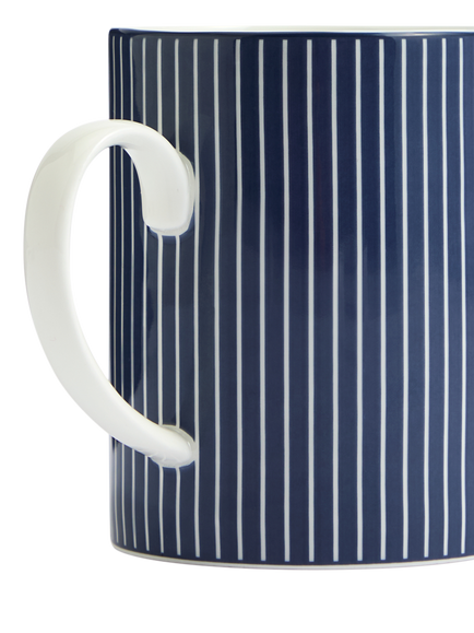 Wedgwood Gio Pinstripe Bone China Mug, 380ml, Blue/White - view 2, White Multi White