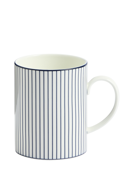 Wedgwood Gio Pinstripe Bone China Mug, 380ml, White/Blue, White Multi White