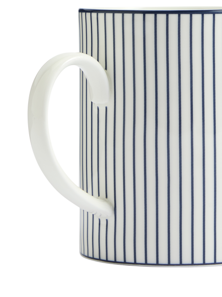 Wedgwood Gio Pinstripe Bone China Mug, 380ml, White/Blue - view 2, White Multi White