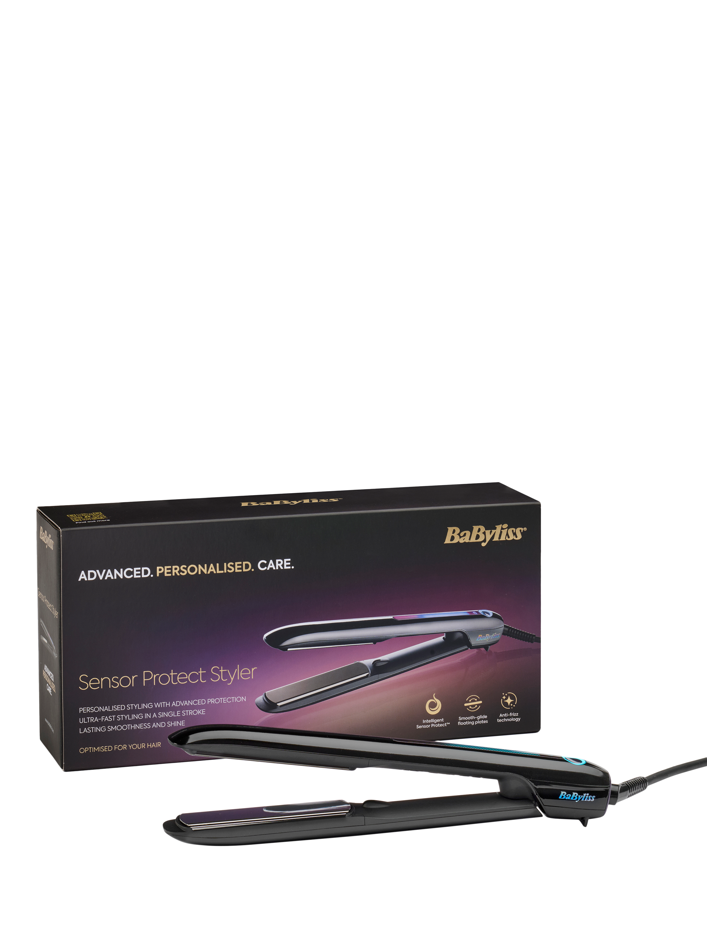Product image 9 of 9, which shows BaByliss Sensor Protect Styler Intelligent Hair Straighteners, Black