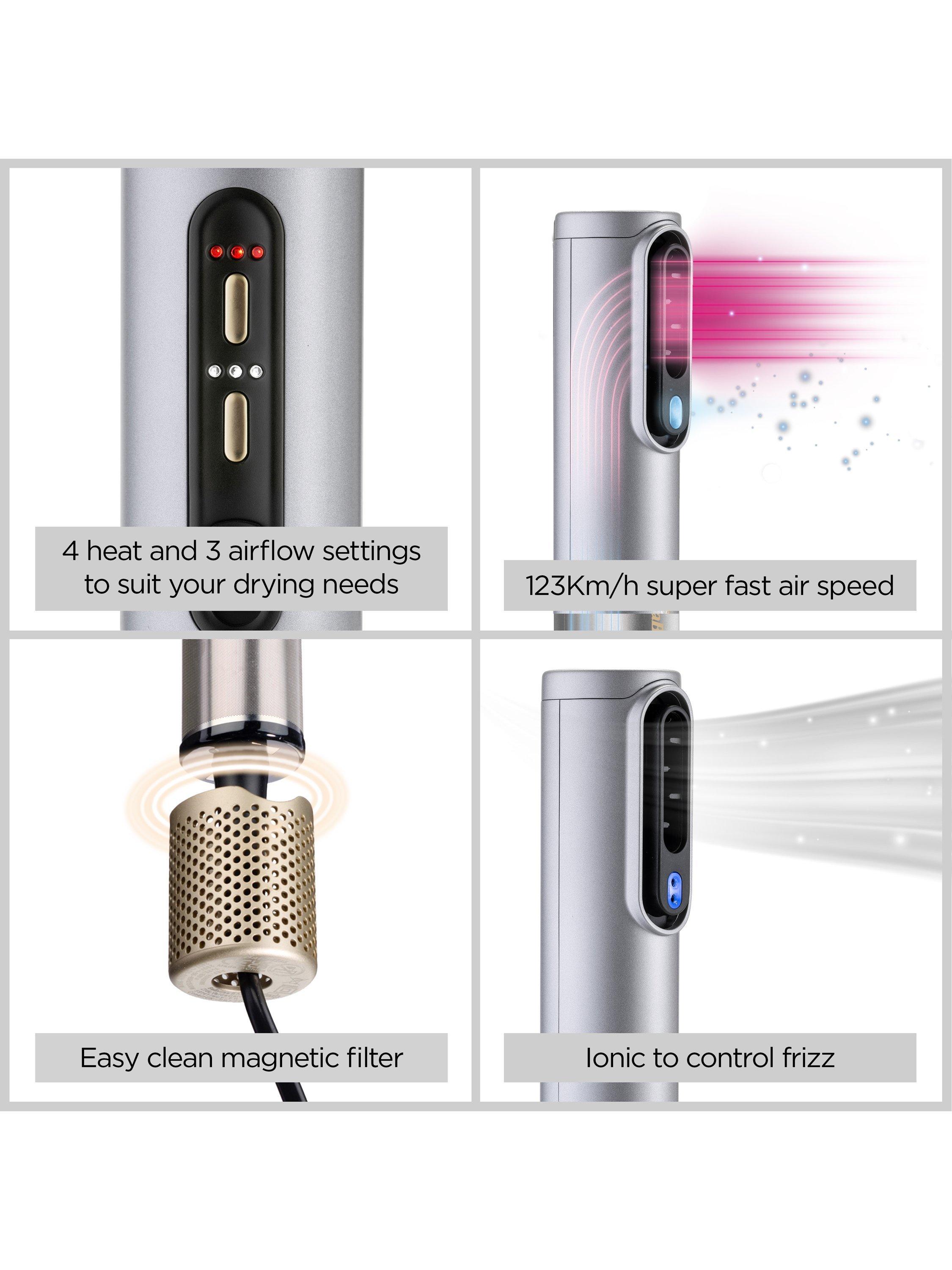 Product image 3 of 5, which shows BaByliss Air Wand Limited Edition Hair Dryer, Smoothing & Volumising All-in-One, Silver