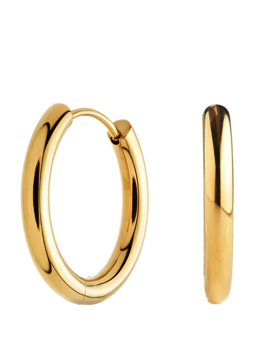 Product image 3 of 4, which shows Tish Lyon Gold Titanium Classic Plain Hoop Earrings, 16mm
