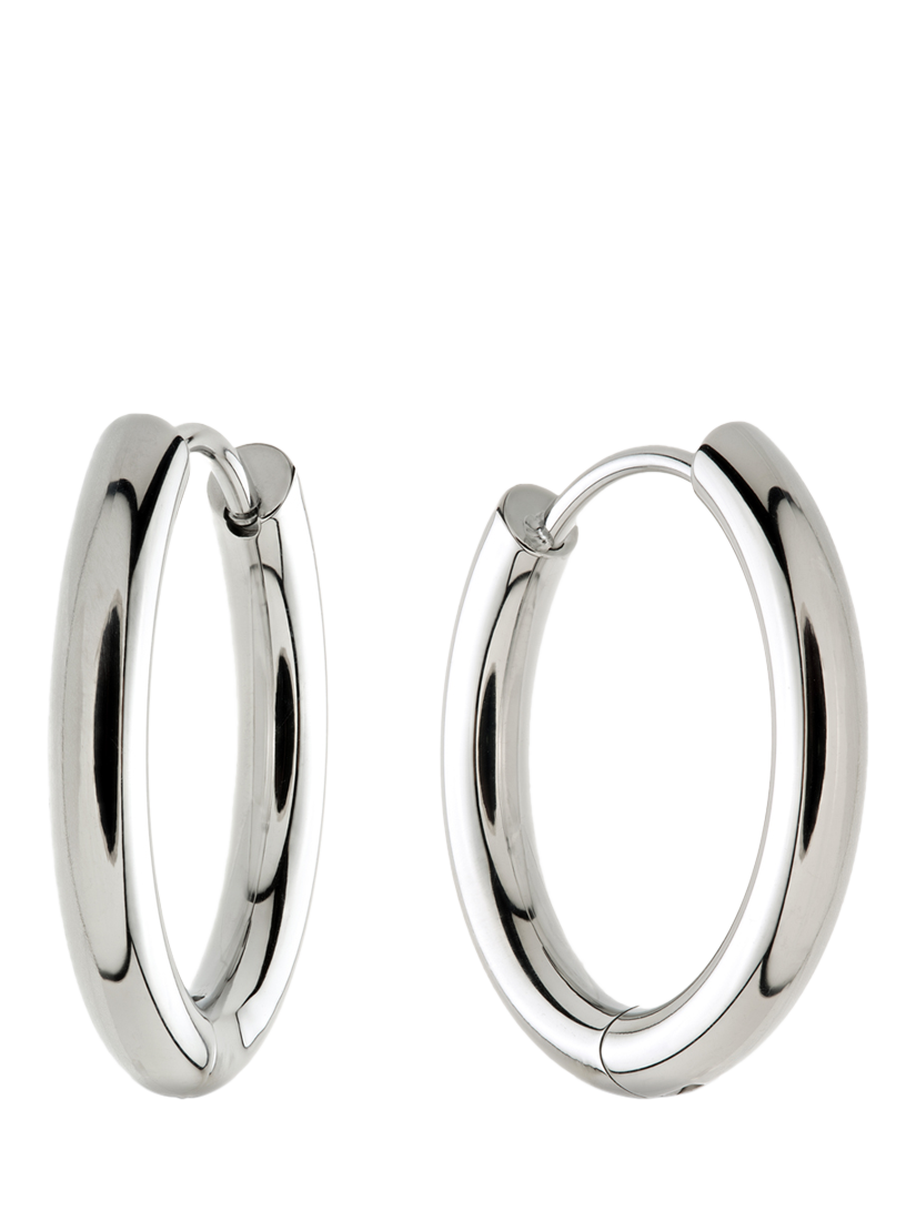 Product image 1 of 4, which shows Tish Lyon Platinum Titanium Classic Plain Hoop Earrings, 16mm
