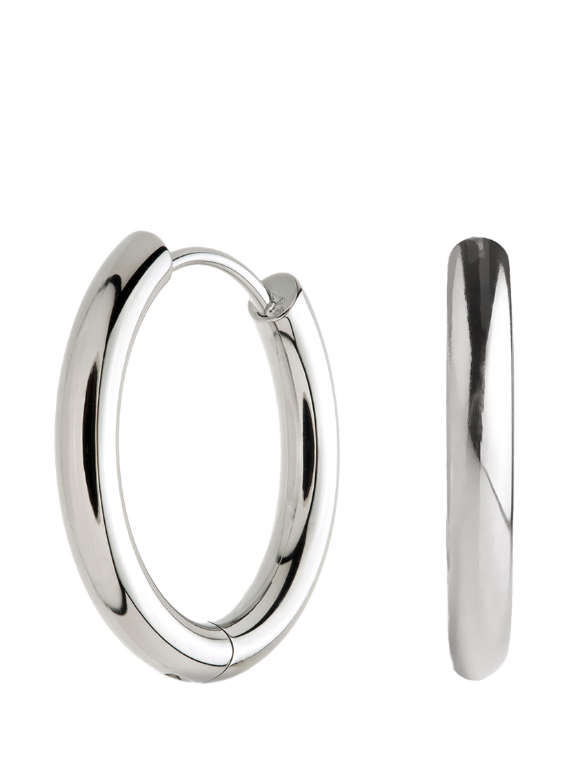 Product image 3 of 4, which shows Tish Lyon Platinum Titanium Classic Plain Hoop Earrings, 16mm