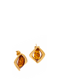 Be-Jewelled Baltic Amber Stud Earrings, Gold/Cognac