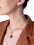 Be-Jewelled Baltic Amber Stud Earrings, Gold/Cognac