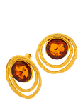 Be-Jewelled Baltic Amber Textured Statement Earrings, Gold/Cognac