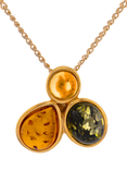 Be-Jewelled 3-Stone Baltic Amber Pendant, Gold/Multi